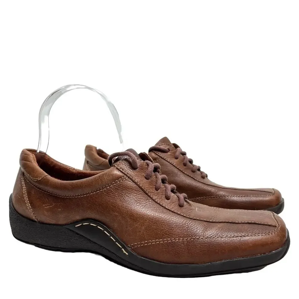 NATURALIZER FEDDRA Brown Tan Genuine Leather Lace Up Casual Shoes Comfort sz 9 N